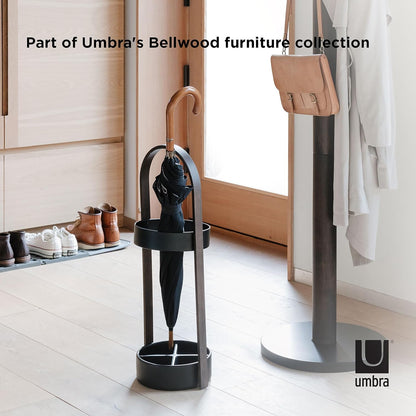 Umbra Hub Umbrella Stand, Space-Saving Umbrella Stand, Great for the Front Door/Entryway, White Natural