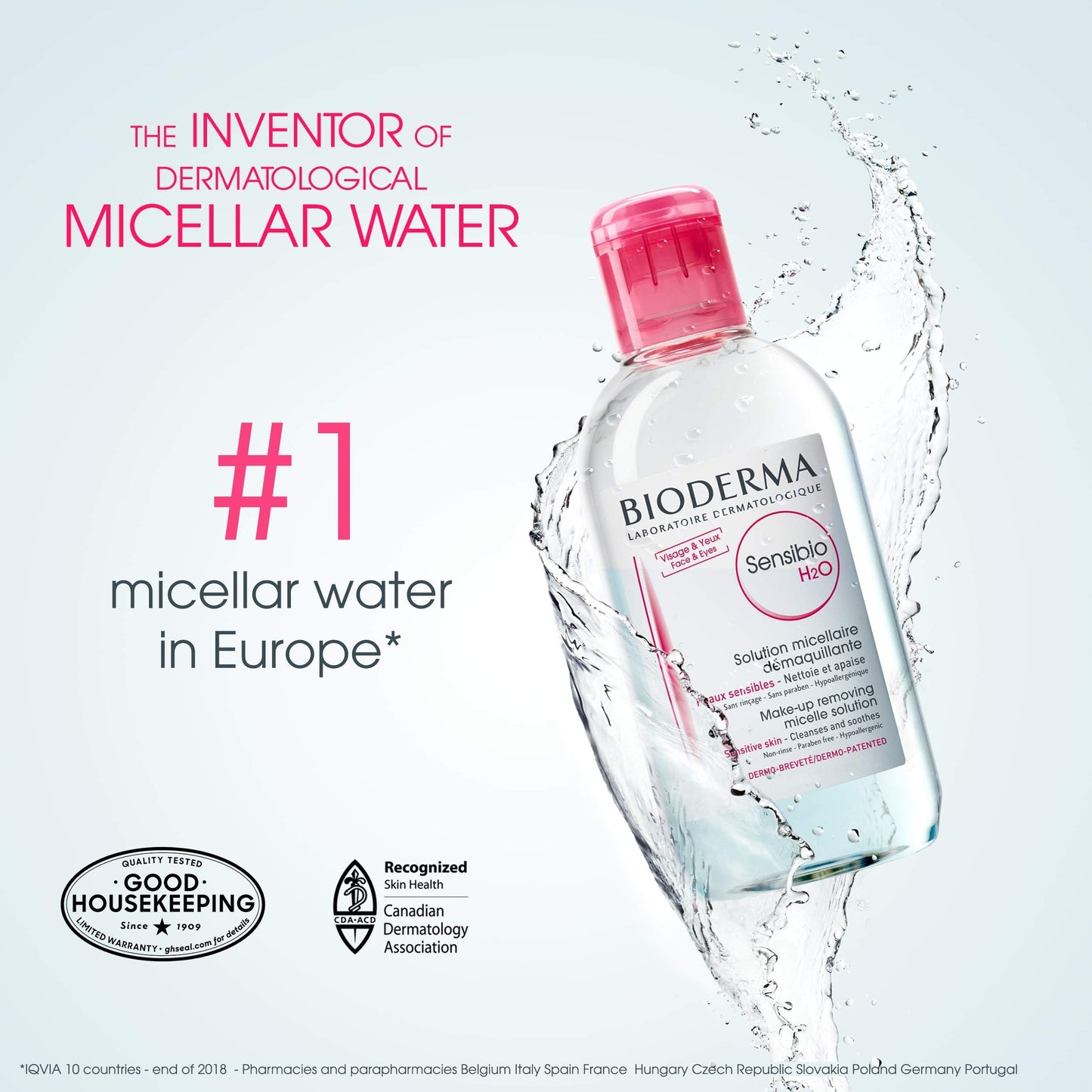 Bioderma Sensibio H2O Soothing Micellar Cleansing Water and Makeup Removing Solution for Sensitive Skin - Face and Eyes - 3.33 Fl Oz (Pack of 3)