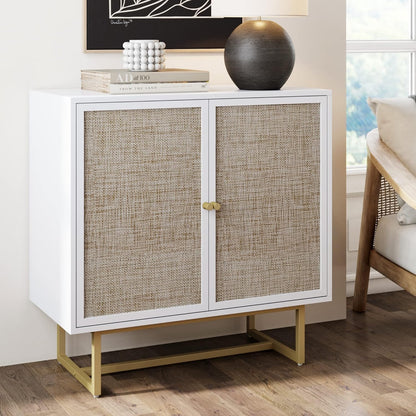 Nathan James Accent Boho Modern Free Standing Buffet Sideboard Hallway, Entryway, Dining Living Room, 1 Storage Cabinet, Beacon - Light Brown