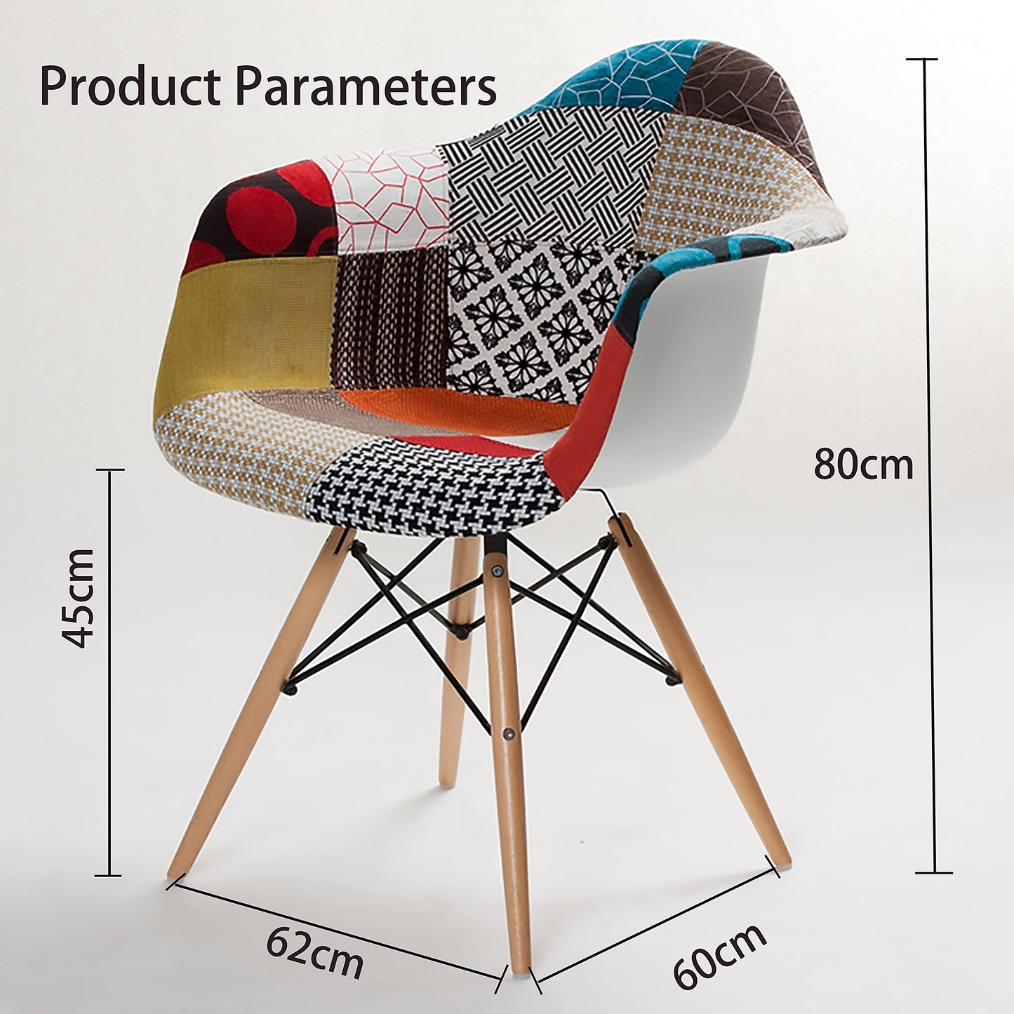 LANNY Modern Designer Dining Chair Colorful Eames Fabric Casual Chair with ARM, Creative Cloth Chairs Suitable For Home Office Living Room