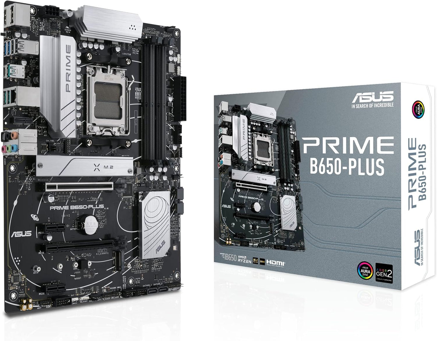 ASUS Prime B650-PLUS AMD B650 (Ryzen 7000) ATX Motherboard, DDR5, PCIe 5.0 M.2,2.5Gb Ethernet, DisplayPort, HDMI, USB 3.2 Gen 2 Type-C, Front USB 3.2 Gen 1 Type-C, BIOS Flashback, USB4 Support - Black