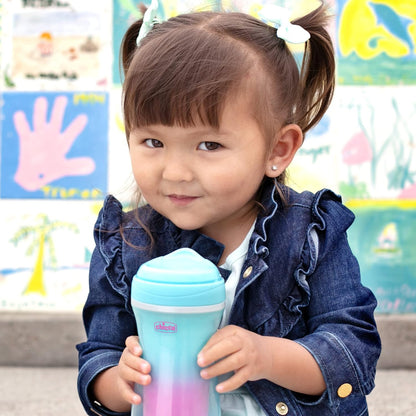 Chicco Insulated Rim Spout Trainer Spill-Free Baby Sippy Cup, 9 oz. in Green/Teal Ombre - Two Pack