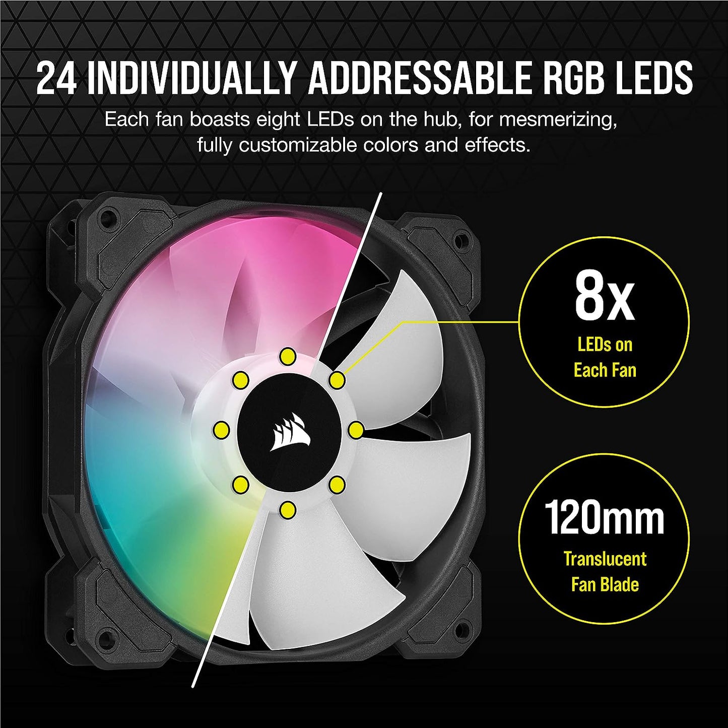 Corsair Cooling Fan SP Series SP120 RGB ELITE 120mm RGB LED Fan with AirGuide, Triple Pack