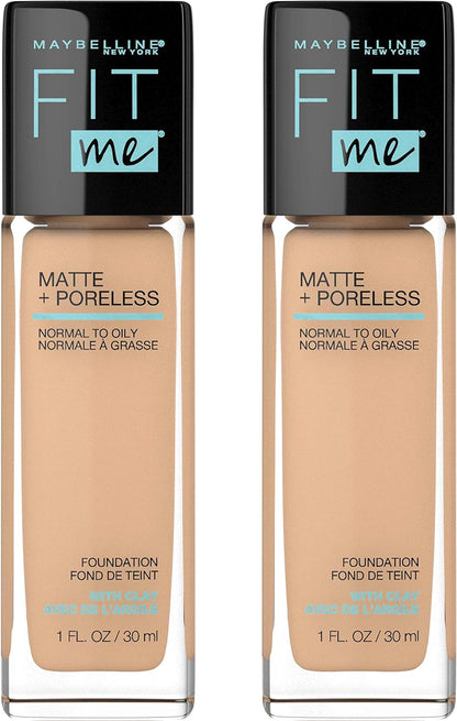 Maybelline Fit Me Matte + Poreless Liquid Oil-Free Foundation Makeup, Soft Tan, 1 Count (Packaging May Vary)