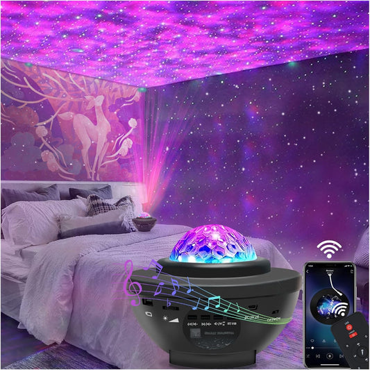 easeking Star Projector Galaxy Light Projector with Remote Control & Bluetooth Music Speaker, Multiple Colors 360 Rotational Dynamic Projections Star Night Light Projector for Kids Adults Bedroom