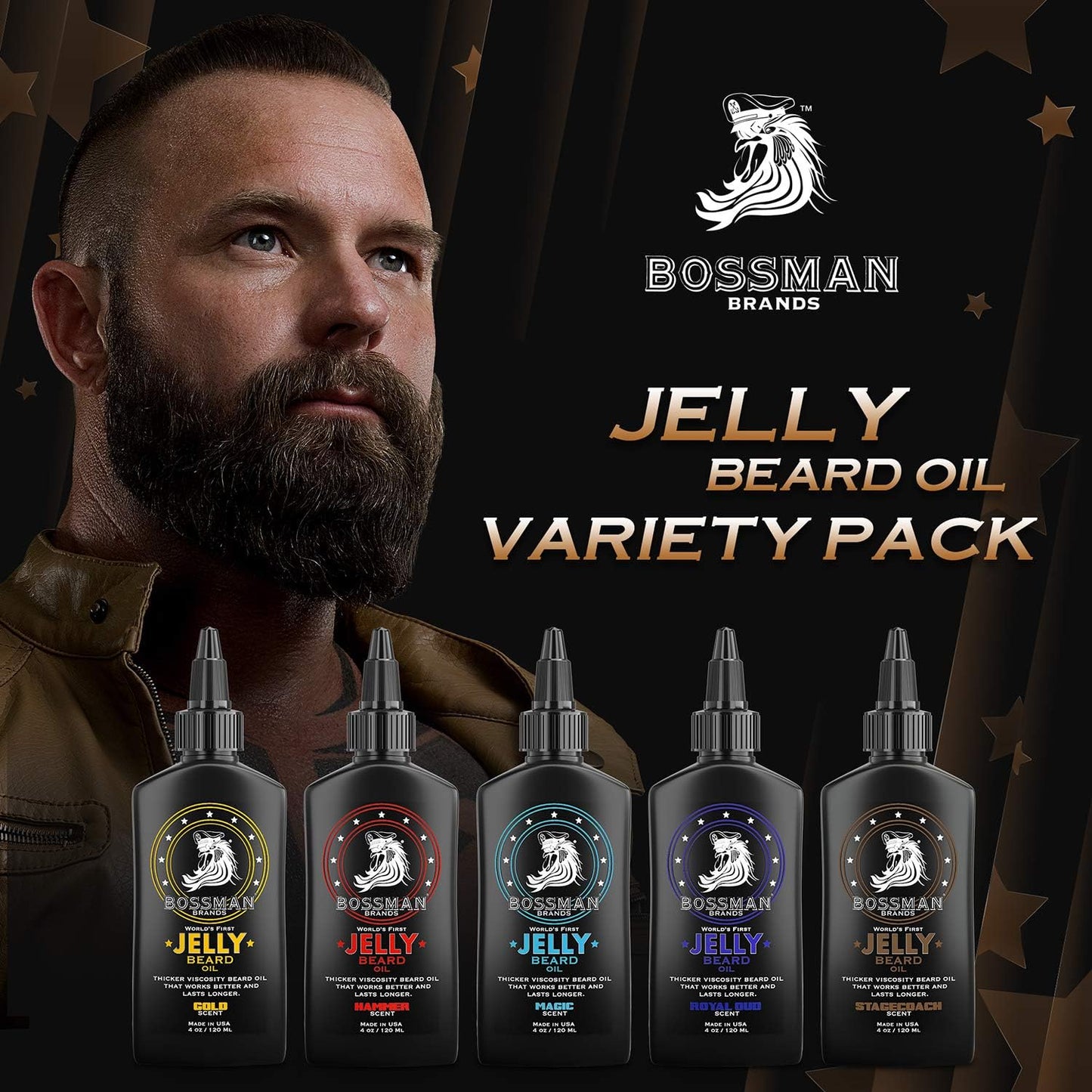 Bossman Beard Oil Jelly and Relaxing Beard Balm Combo- Royal Oud Scent