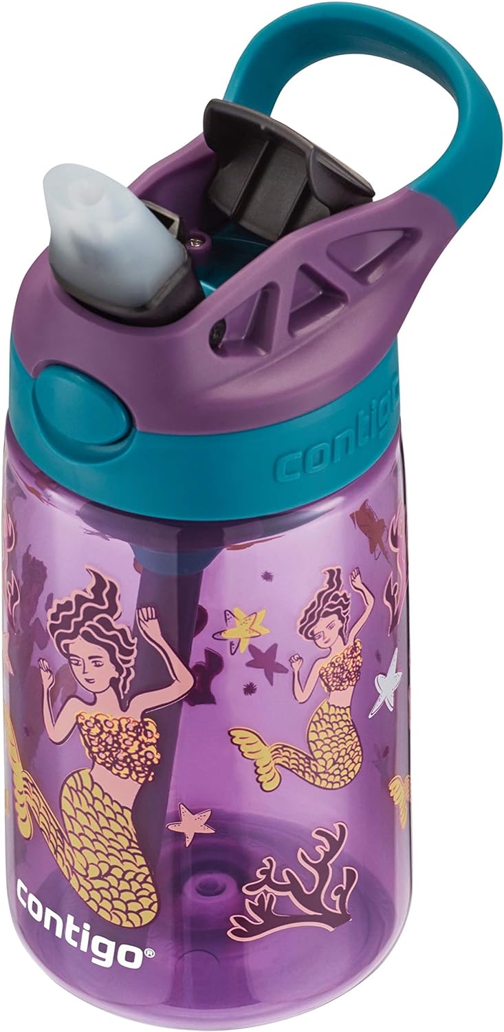 Contigo Paw Patrol Kids Cleanable Water Bottle with Silicone Straw and Spill-Proof Lid, Dishwasher Safe, 14oz 2-Pack