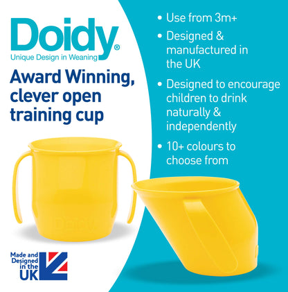 Doidy Cup - Training Sippy Cups for Toddler Cup & Babies - Unique Slanted Design Two Handles Baby Cup - Great Weaning Cup for Milk, Water & Juice - Use from 3-6 Months to Toddler (Purple)