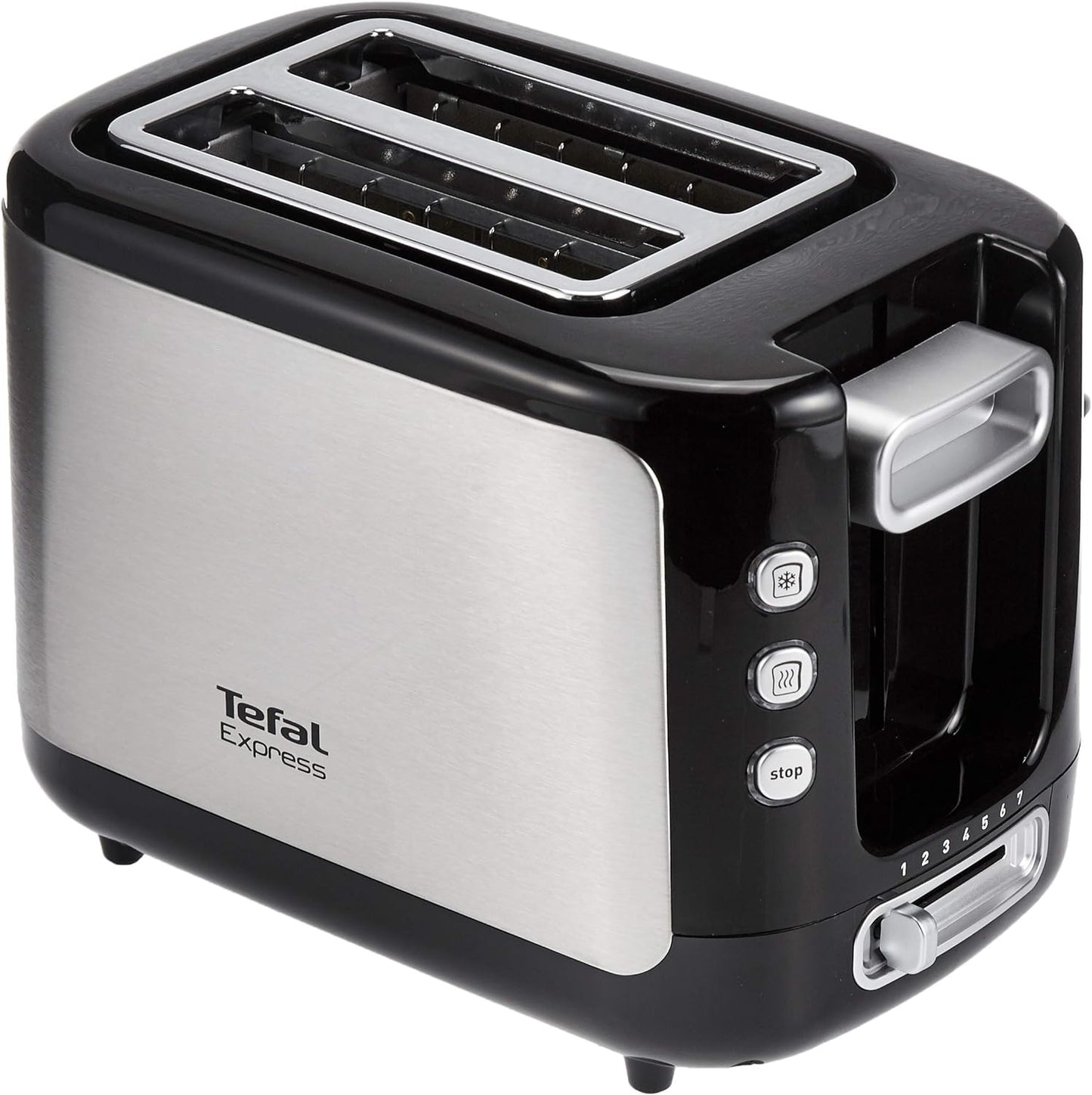 TEFAL Toaster | Express | 2 slots | 850 W | 7 Levels of Toasting | Defrost Function | Bin Warmer Accessory | Stainless steel | 2 Years Warranty | TT365027