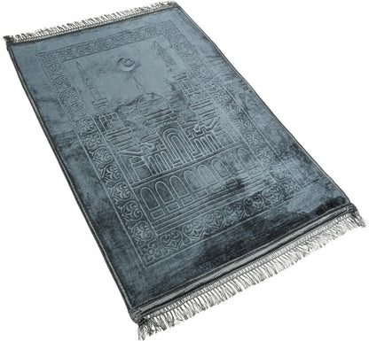 Fabienne Embossed Prayer Mat Anti-Slip Velvet Top Prayer Rug for Men Women Eid Gift Ramadan 80 x 120 cm (Ash Grey)