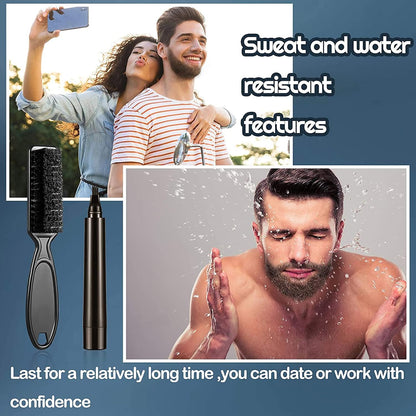 Generic Beard Filling Pen Kit Beard Pencil Filler Beard Brush & Foldable Comb for Men Waterproof Long Lasting & Natural Finish Beard Grooming Pencil Enhance Facial Hair Mustache Repair Shape