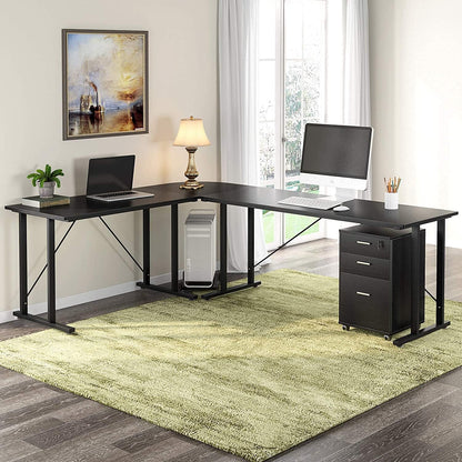 ROYAL POLAR Large L-Shaped Computer Desk with Shelves, Corner Desk, Home Office Writing Workstation with Storage