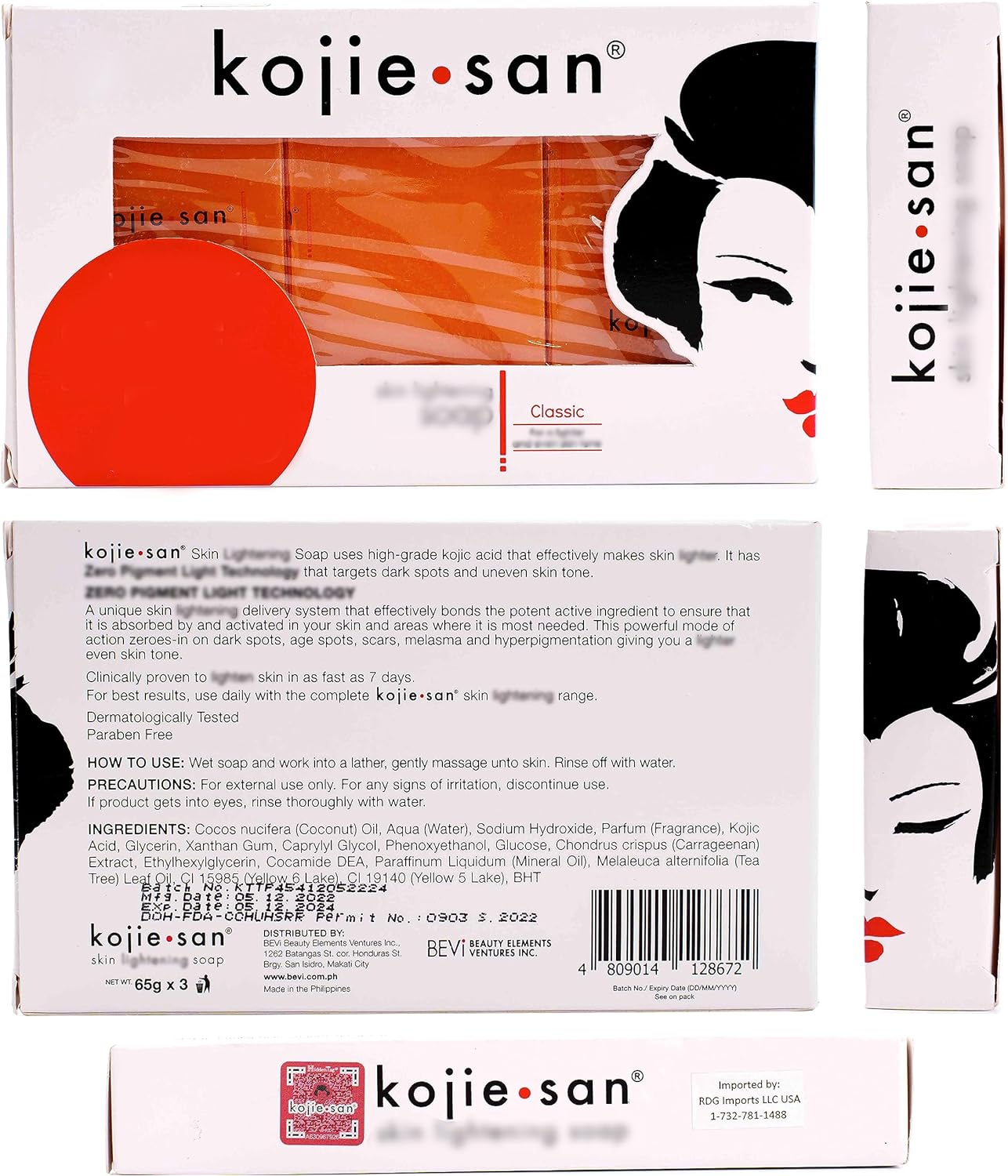 Kojie San 3 x 65G Kojie San Skin Kojic Acid Lightening Soap in Industry-leading Frustration Free Packaging