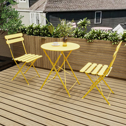 Breezluxe Patio Bistro Set Outdoor Furniture Set Folding Bistro Table and Chairs Conversation Sets for Bistro Balcony Porch Yard Garden(Yellow with Cushion)