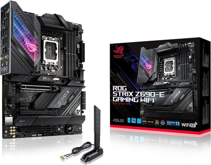 ASUS ROG Strix Z690-E Gaming WiFi 6E LGA 1700(Intel 12th Gen) ATX gaming motherboard(PCIe 5.0,DDR5,2.5 Gb LAN,Thunderbolt 4,5xM.2,1xPCIe 5.0 M.2,ROG Hyper M.2 Card,Front panel USB 3.2 Gen 2x2 Type-C)