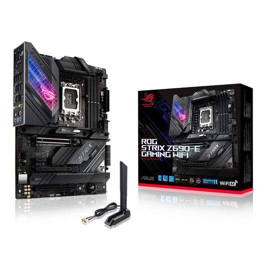 ASUS ROG Strix Z690-E Gaming WiFi 6E LGA 1700(Intel 12th Gen) ATX gaming motherboard(PCIe 5.0,DDR5,2.5 Gb LAN,Thunderbolt 4,5xM.2,1xPCIe 5.0 M.2,ROG Hyper M.2 Card,Front panel USB 3.2 Gen 2x2 Type-C)