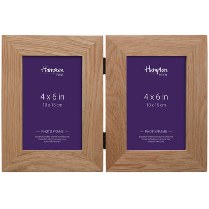 Hampton Frames NEW ENGLAND Solid Oak Wood Photo Frame (Double 5x7 (13x18cm)), natural