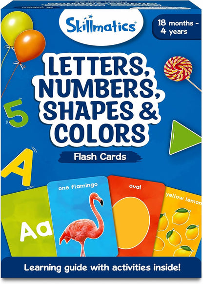 Skillmatics Thick Flash Cards for Toddlers - Letters, Numbers, Shapes & Colours, Montessori Toys & Games, Preschool Learning for Kids 1, 2, 3, 4 Years