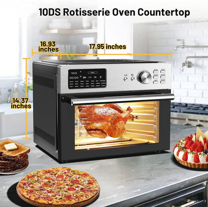 Dxmocos 30L Air Fryer Toaster Oven,Stainless Steel Air Fryer Rotisserie Combo,21 in 1 Countertop Ovens, Innovative 360° Air Frying Technology,Large Air Fryers Oven