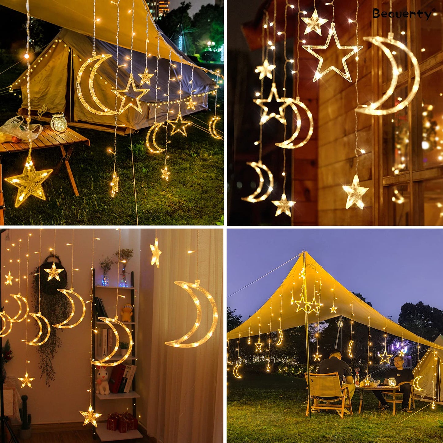 Beauenty Window Curtain String Light 300 LED 8 Modes USB Powered Waterproof Fairy String Lights Wedding Party Ramadan Home Garden Bedroom Outdoor Indoor Wall Christmas Decorations (Warm White)