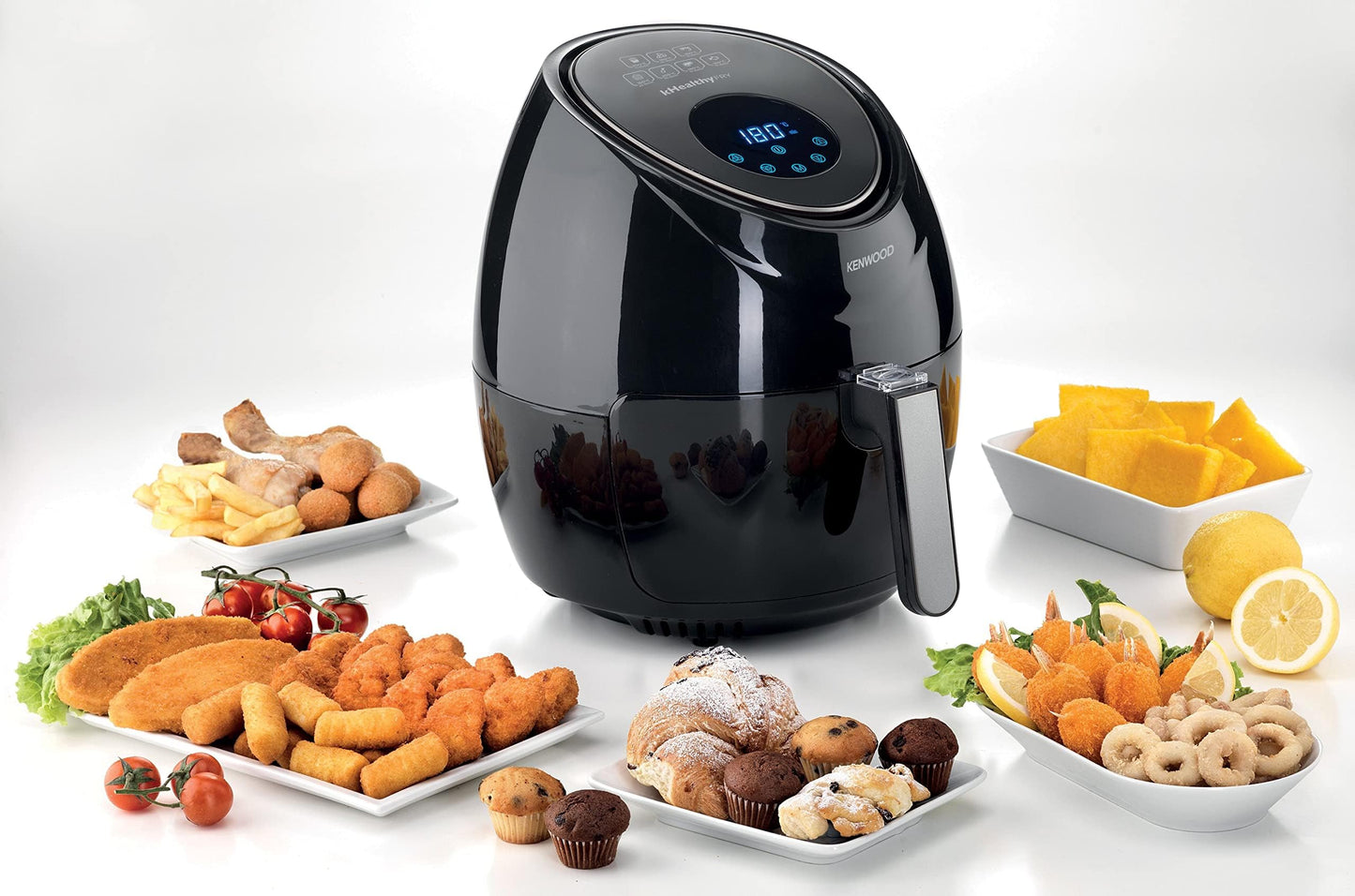 KENWOOD Digital Air Fryer XL 3.8L 1.7KG 1500W with Rapid Hot Air Circulation for Frying, Grilling, Broiling, Roasting, Baking and Toasting HFP30.000BK Black