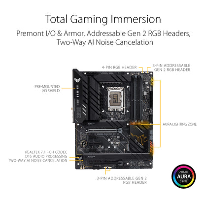 ASUS TUF Gaming Z790-Plus WiFi LGA 1700(Intel®12th&13th Gen) ATX Gaming Motherboard(PCIe 5.0,DDR5,4xM.2 Slots,16+1 DrMOS,WiFi 6,2.5Gb LAN,Front USB 3.2 Gen 2 Type-C®,Thunderbolt 4(USB4),Aura RGB)