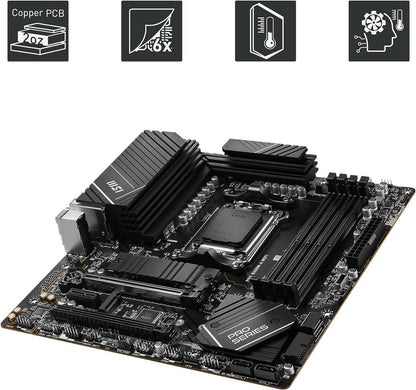 MSI PRO B650M-A WIFI AM5 Micro-ATX Motherboard, AMD B650 Chipset, 4 x 2-Channel DDR5 Slots, 128GB Max Memory, Wi-Fi 6E, 2x PCI-E x16, 2x M.2, 1x HDMI, 1x DP