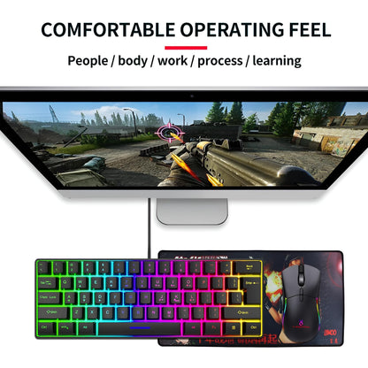 Gaming Keyboard Mechanical 61 Keys Ultra Compact Wired PC Keyboard with RGB Backlit FN Combination Multifunction Shortcut Keys Computer Mechanical Keyboard for Gaming and Work