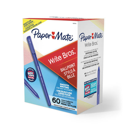 Paper Mate 4621501 Write Bros Ballpoint Pens, Medium Point (1.0 mm), Blue, 60 Count