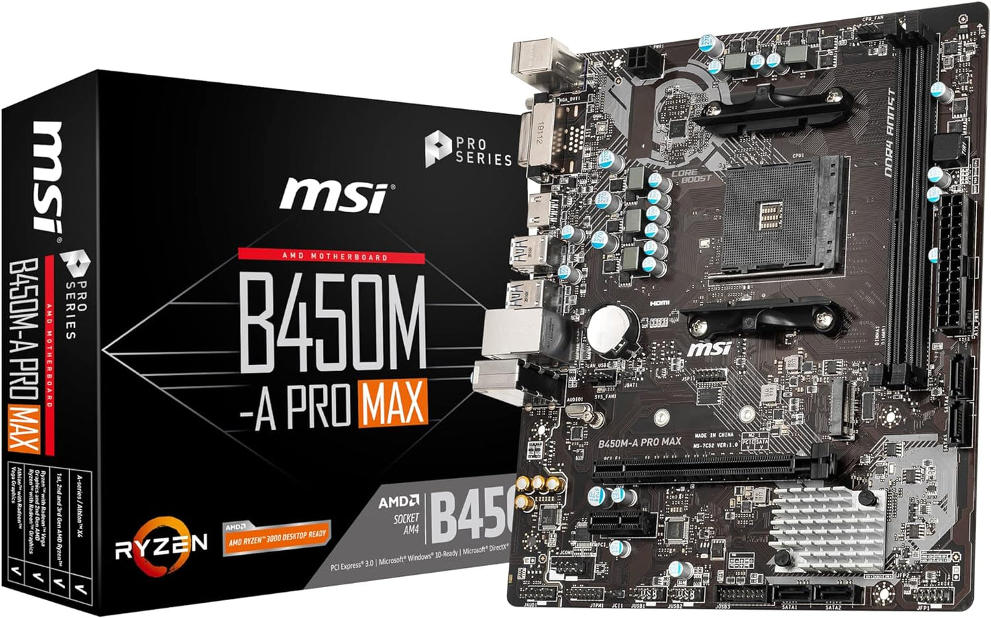 MSI B450M-A PRO MAX AMD AM4 DDR4 m.2 USB 3.2 Gen 2 HDMI M-ATX Motherboard