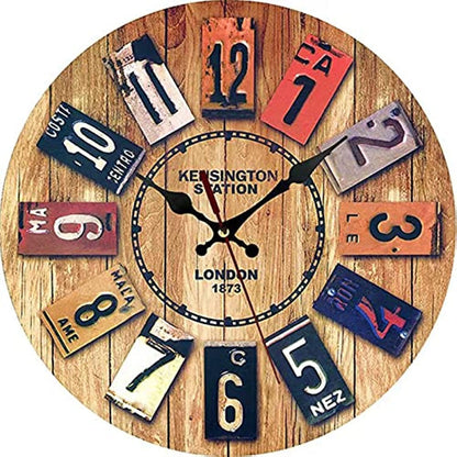 ORiTi Retro Ancient Real Wood Clock Europe Style Home Decoration Digital Wall Clocks