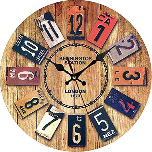 ORiTi Retro Ancient Real Wood Clock Europe Style Home Decoration Digital Wall Clocks