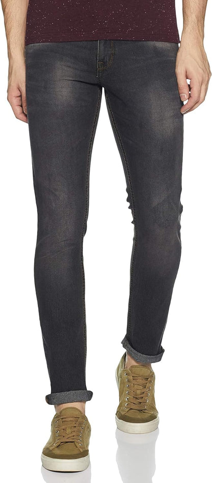 DIVERSE Men's Skinny Fit Jeans (DCMDT03KC24L33-508D_Black_28W x 33L)