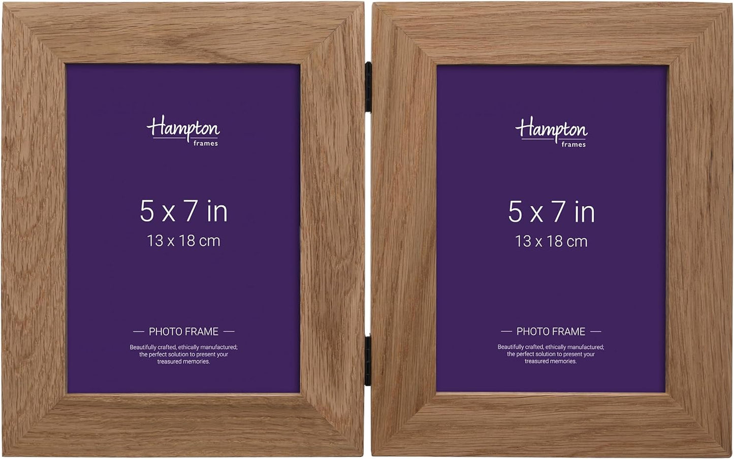 Hampton Frames NEW ENGLAND Solid Oak Wood Photo Frame (Double 5x7 (13x18cm)), natural