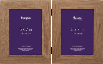 Hampton Frames NEW ENGLAND Solid Oak Wood Photo Frame (Double 5x7 (13x18cm)), natural