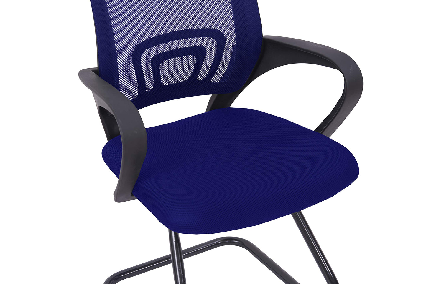 Mahmayi 69001C Mesh Visitors Chair with Fixed Arms- Breathable Mesh Backrest, Comfortable Fabric Seat, Sturdy Cantilever Base for Guest Seating in Office and Reception Areas (Blue, Visitor Chair)