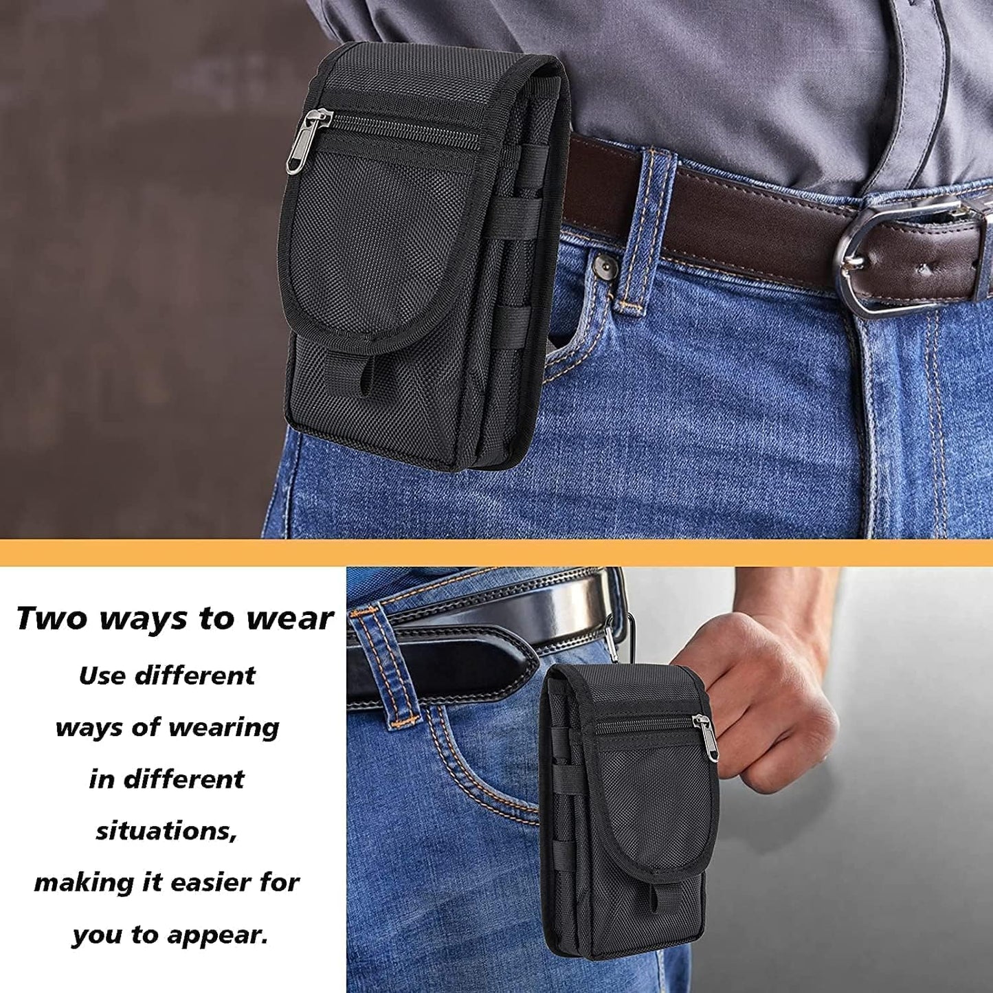 AMERTEER Multi-Purpose Smartphone Pouch: Tactical Phone Holster with Belt Loop - Ideal for Men's Waist Pocket, Hiking, and Rescue