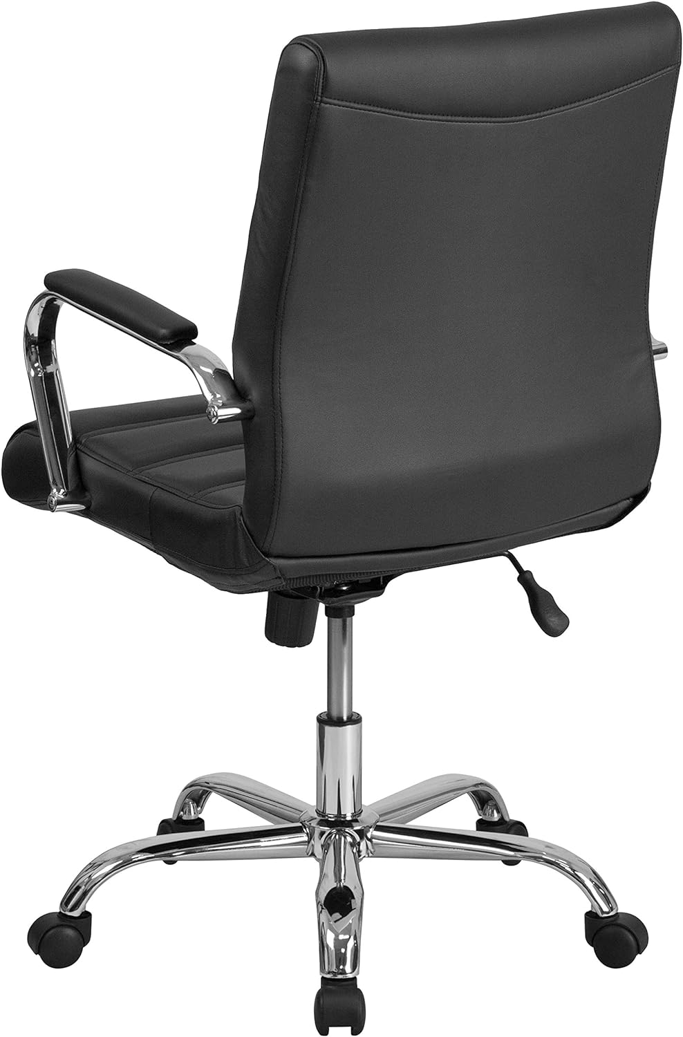 Flash Furniture Executive Office Chair, Ergonomic Contoured And Height Adjustable Leather Seat, Chrome Arms Tilt Lock Lever, White