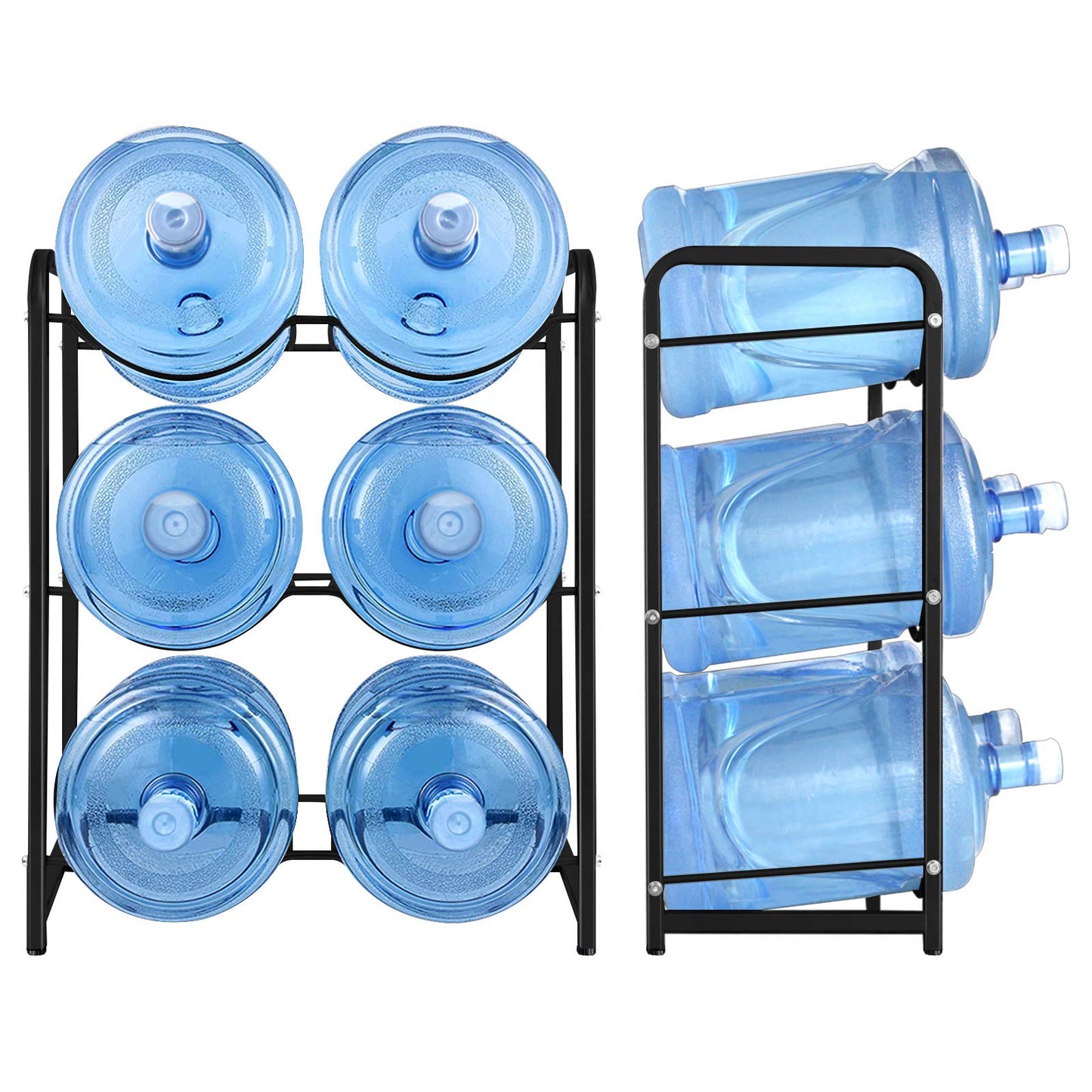 ECVV 5 Gallon Water Bottle Holder, 3-Tier Water Cooler Jug Rack for 6 Bottles Heavy Duty Detachable Kitchen Organization and Storage Shelf