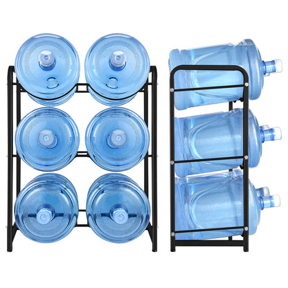 ECVV 5 Gallon Water Bottle Holder, 3-Tier Water Cooler Jug Rack for 6 Bottles Heavy Duty Detachable Kitchen Organization and Storage Shelf