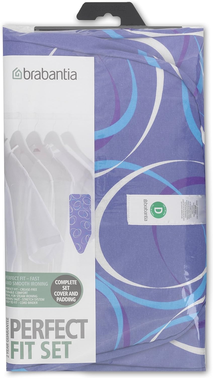 Brabantia 216800 Metallised Silver Ironing Board Cover With 2 Mm Foam, L 110 X W 30 Cm, Size A