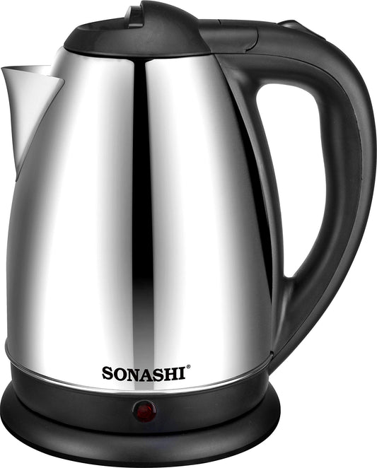 Sonashi 1.8 L Cordless Kettle SKT-1804 - Stainless Steel Kettle w/Spray Coating, 360-degree Swivel Base, Auto Shutdown, Power On/Off Indicator Light | Home Appliances