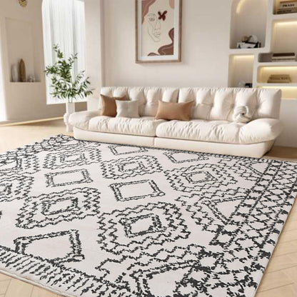 Leesentec Moroccan Area Rugs Living Room Rugs Modern Abstract Rug Geometric Carpet Non-slip Short Pile Rug Large Rugs for Living Room Soft Bedroom Area Rug (Beige/Ivory, 120 x 160 cm)(YR32,YR33)