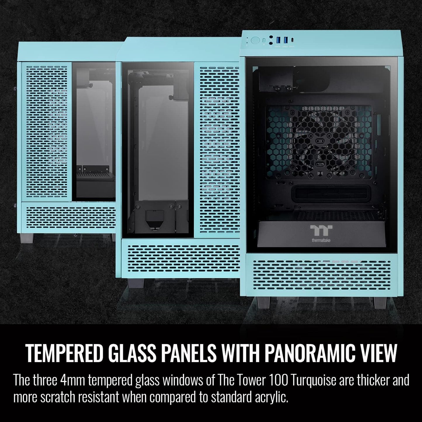 Thermaltake Tower 100 Black Edition Tempered Glass Type-C (Usb 3.1 Gen 2) Mini Tower Computer Chassis Supports Mini-Itx Ca-1R3-00S1Wn-00