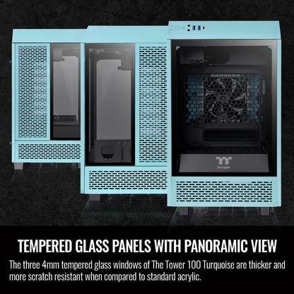 Thermaltake Tower 100 Black Edition Tempered Glass Type-C (Usb 3.1 Gen 2) Mini Tower Computer Chassis Supports Mini-Itx Ca-1R3-00S1Wn-00