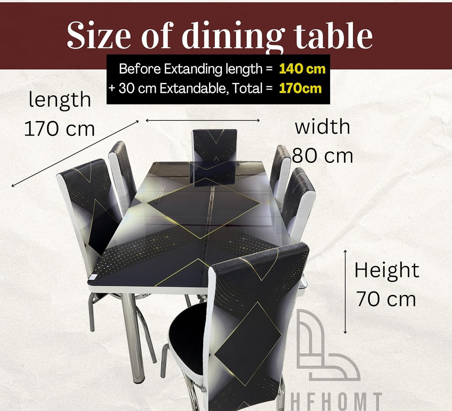 7-Pieces Dining Sets, 1 Piece Rectangular Table With (Free Installation), 1+6 Seater Modern Design Furniture for Home, Dining Room, (80x 170 cm, RFD)