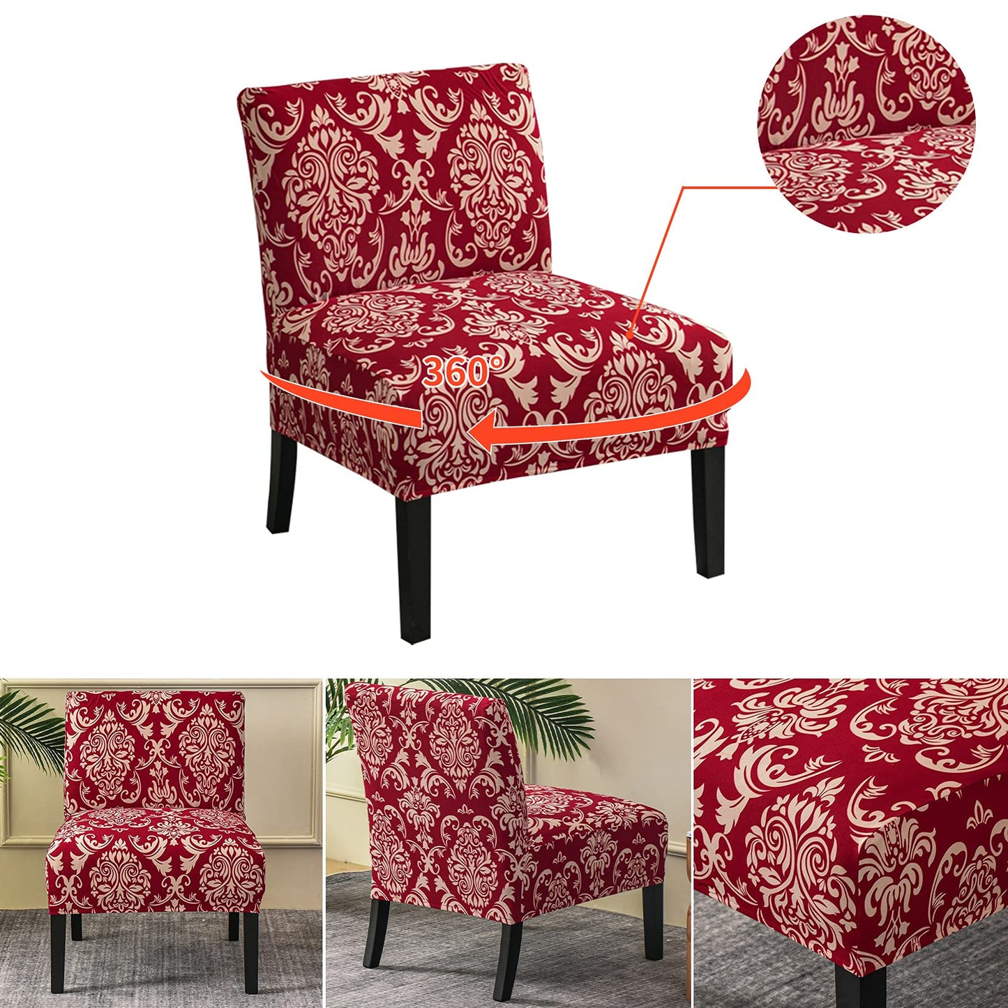 Eco-Ancheng Armless Chair Slipcover Washable Armless Chair Covers Removable Slipcover for Armless Chair Non-Slip Sofa Couch Covers Furniture Protector for Dining Living Room Armless Accent Chair