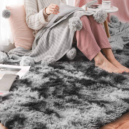 Tinyboy-hbq Area Rugs Shaggy Carpet for Living Room Bedroom Large Fluffy Carpet Modern Non-Slip Mat Multisize Rug Indoor Home Decor (Gray White, 80 x 120 cm)