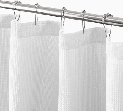 mDesign Cotton Waffle Weave Fabric Shower Curtain - for Bathroom Showers and Bathtubs - Hotel Quality - Machine Washable - Farmhouse Style - 72x72 Inch Cream/Beige