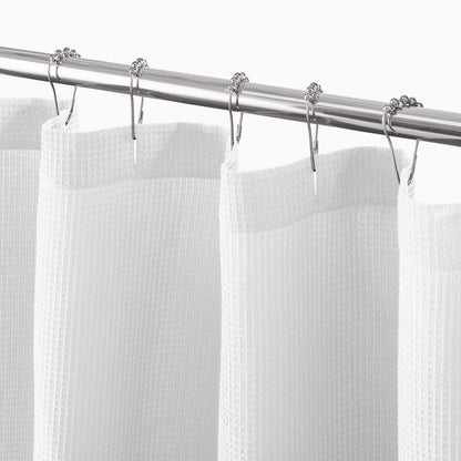 mDesign Cotton Waffle Weave Fabric Shower Curtain - for Bathroom Showers and Bathtubs - Hotel Quality - Machine Washable - Farmhouse Style - 72x72 Inch Cream/Beige